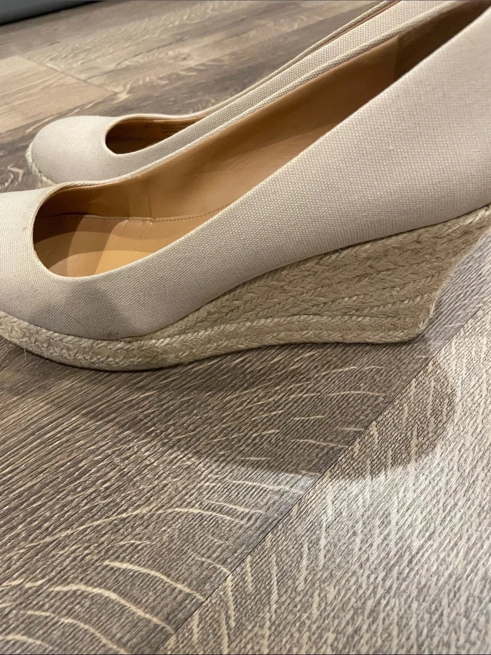 J. Crew Cream Canvas Espadrille Wedge Pumps